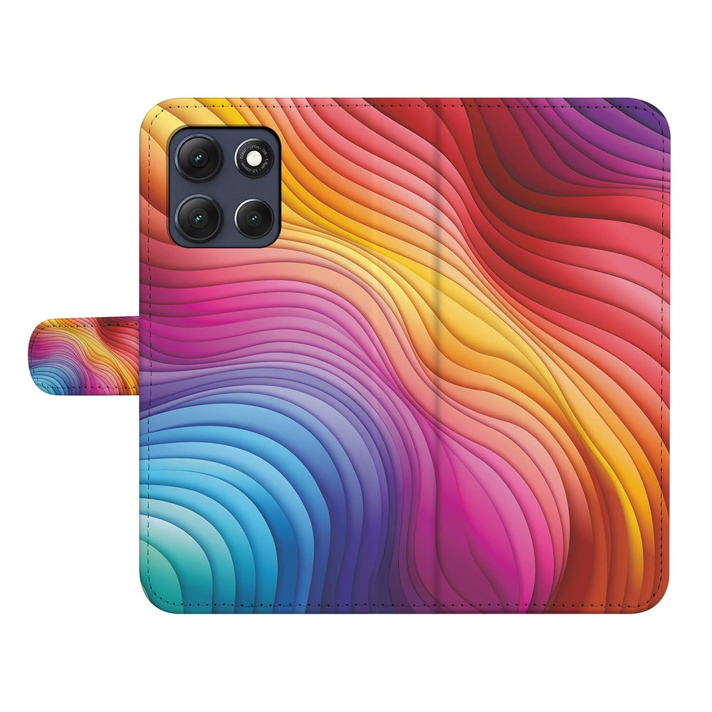 Motorola Moto G86 Plus Book Case Regenboog Design kleurig aanzicht.