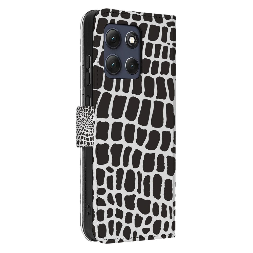 Motorola Moto G86 Book Case Slangenprint zij-aanzicht.