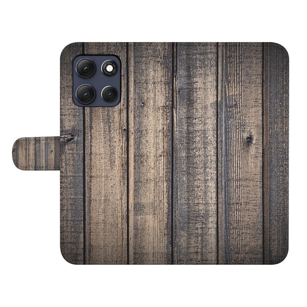 Motorola Moto G86 Bookcase Hoesje Steigerhout Design Steigerhout-look bovenaanzicht.