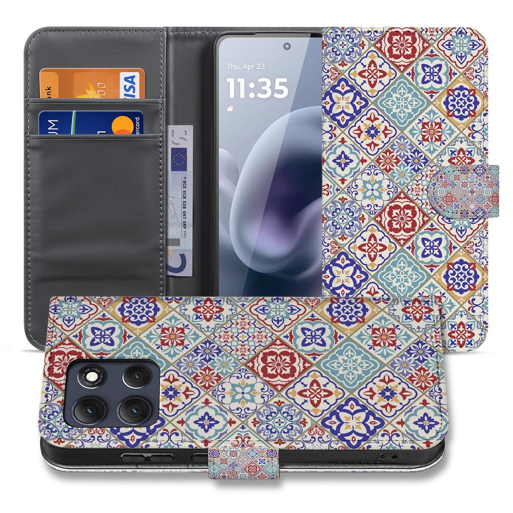 Motorola Moto G86 Bookcase Tegelpatroon design overzicht.