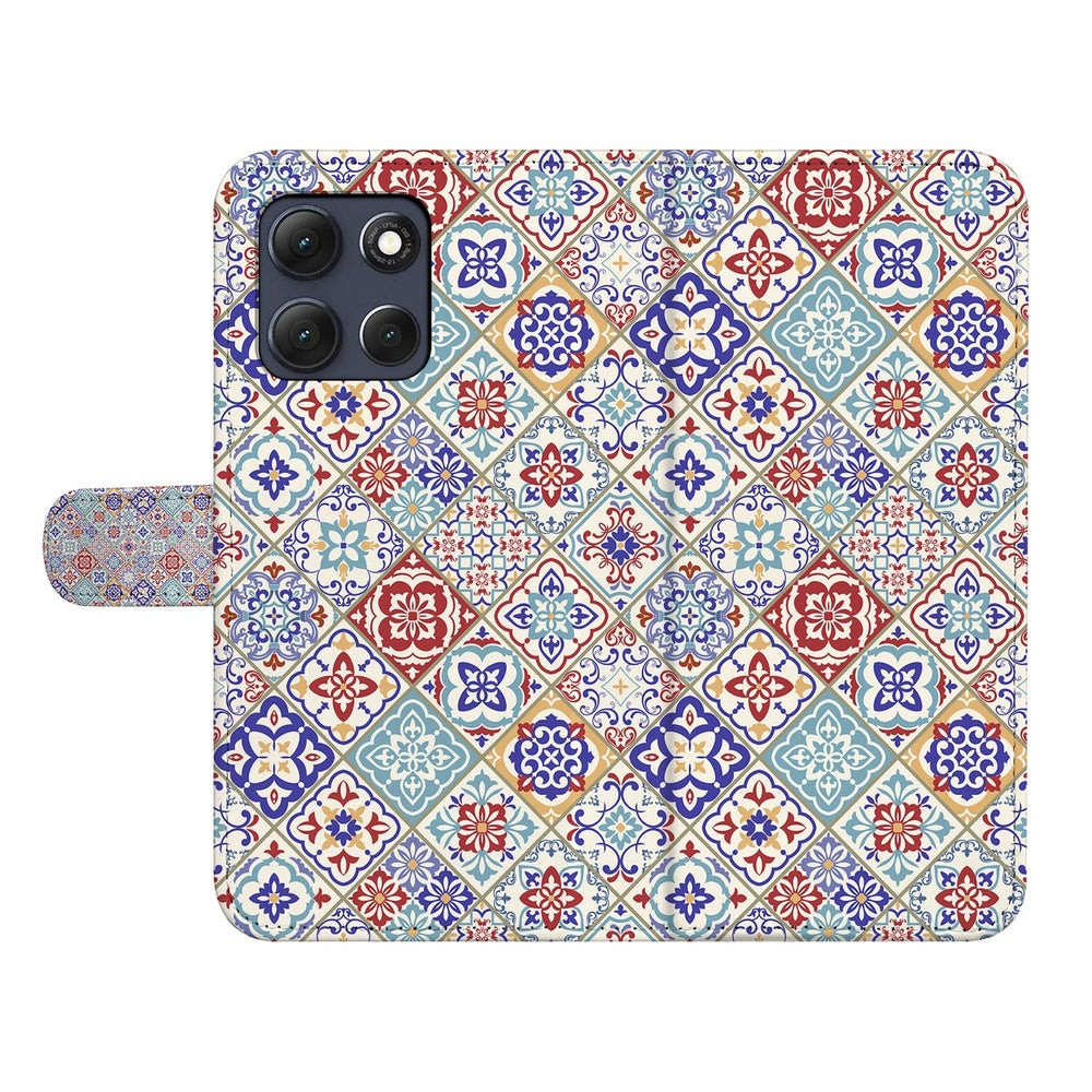 Motorola Moto G86 Bookcase Tegelpatroon bovenaanzicht.