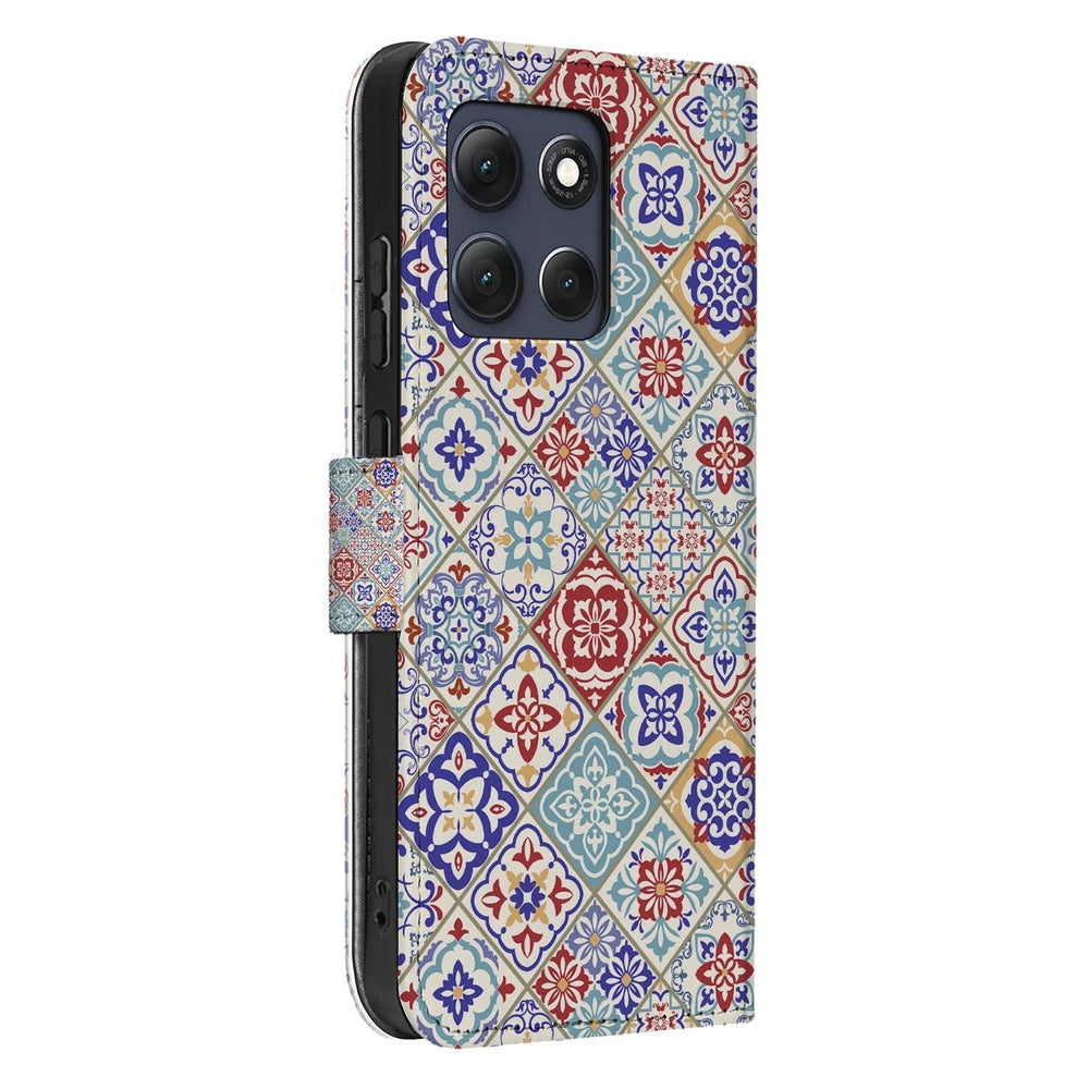 Motorola Moto G86 Bookcase Tegelpatroon zijkant.