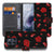 Motorola Moto G86 Book Case Hoesje Valentine rozenprint zwart vooraanzicht.