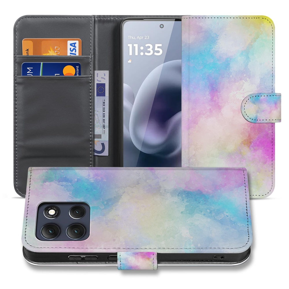 Motorola Moto G86 Bookcase Hoesje Watercolor Light Watercolor print open aanzicht.