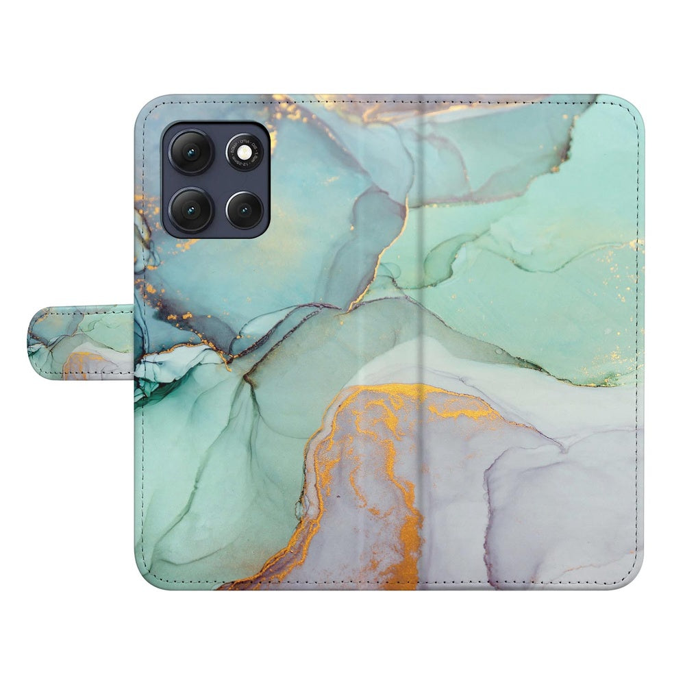 Motorola Moto G86 Bookcase Hoesje Watercolor Mix Aquarelprint met goudaccenten voorkant.