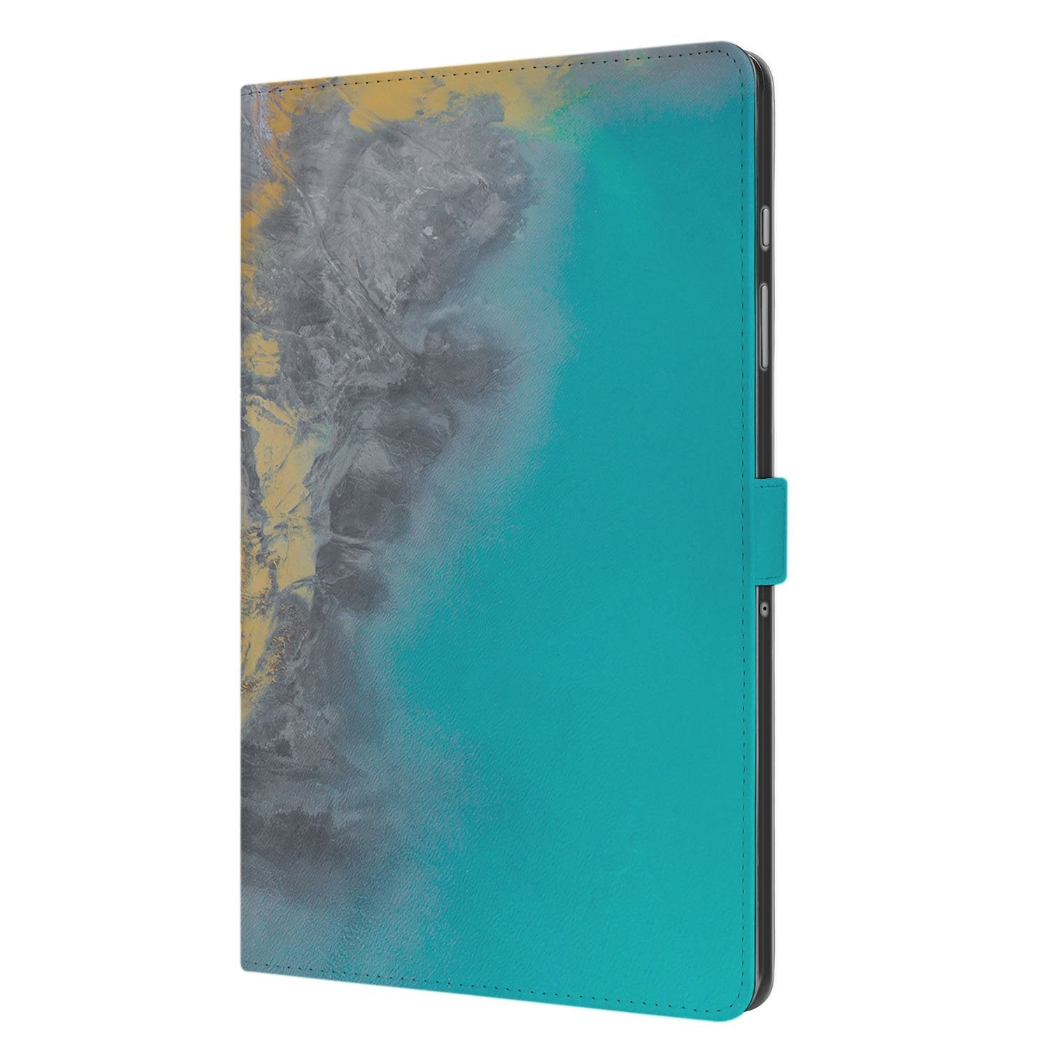 Samsung Galaxy Tab A11 Plus Marble Blue Gold Tablet Hoesje met Standaard design turquoise grijs