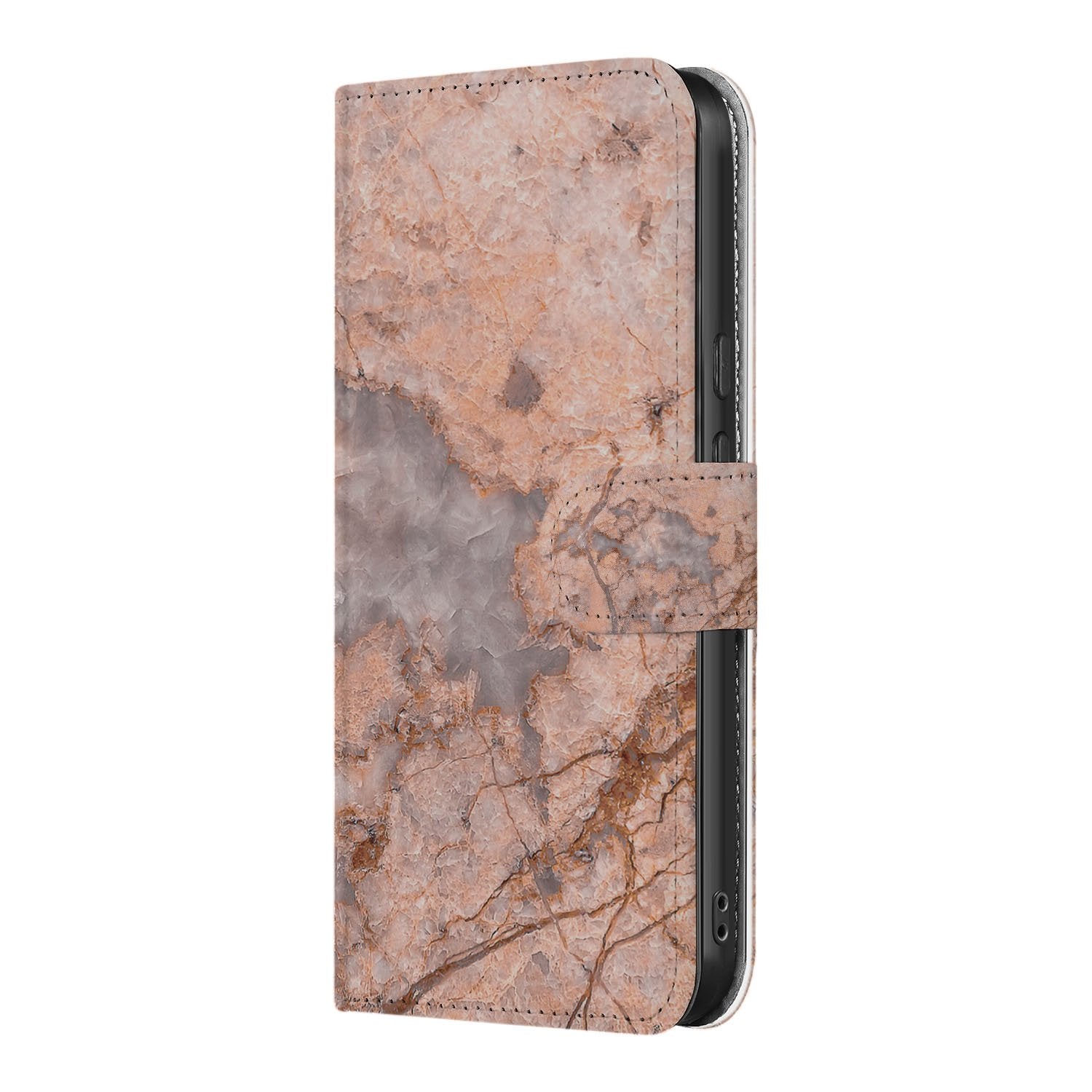 Marmer Oranje Google Pixel 10 | 10 Pro Bookcase Hoesje design marmer aanzicht