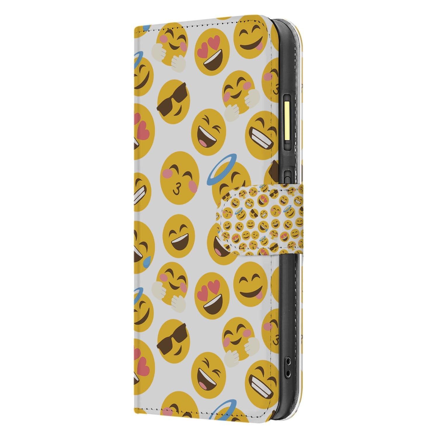 Meerkleurig Emoji Volledige Bescherming Fairphone 6 Bookcase Hoesje emoji print zijaanzicht