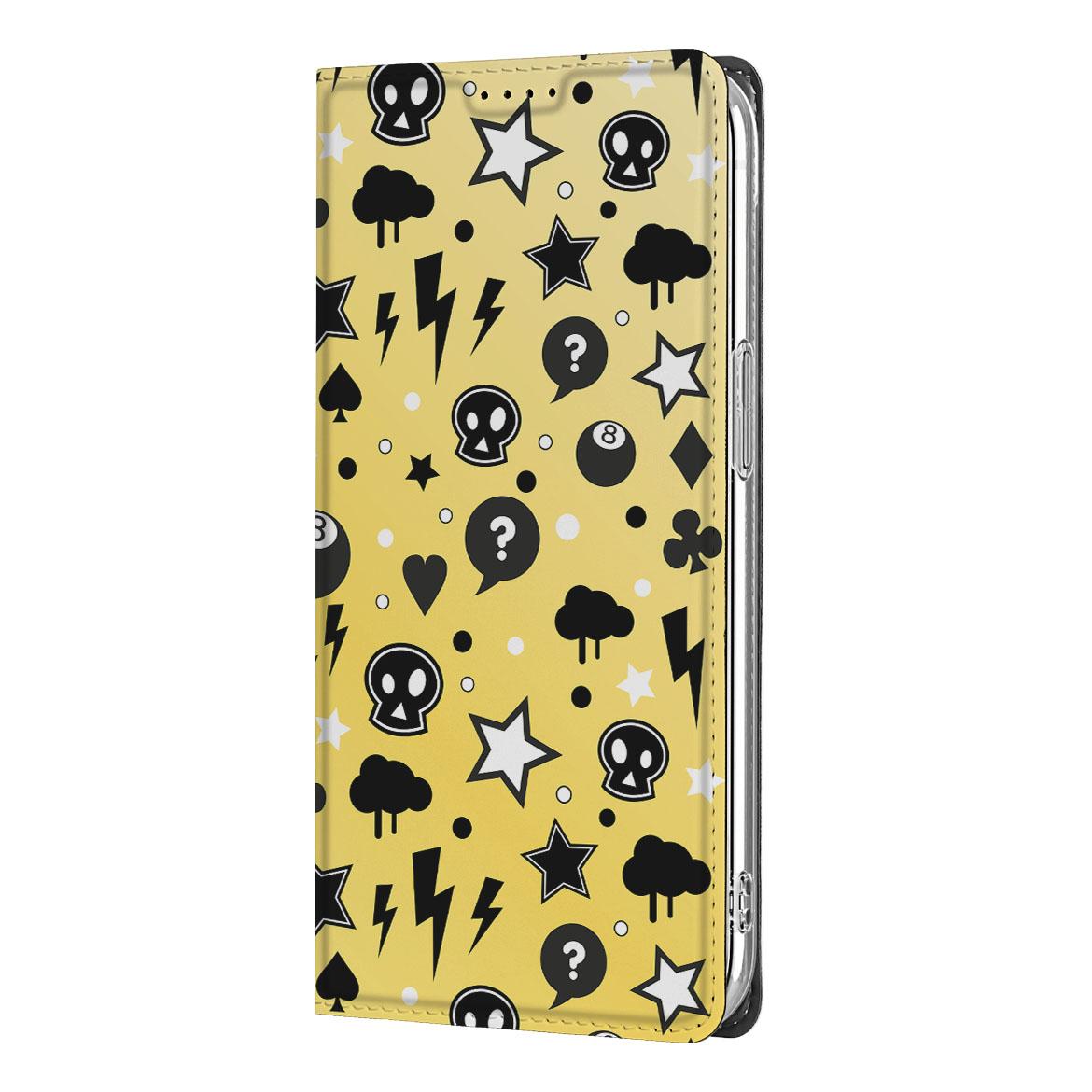 Mobiel BookCase Apple iPhone 16e Punk Geel design punk geel aanzicht