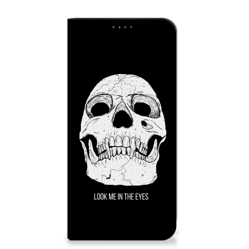 Mobiel BookCase Fairphone 5 Skull Eyes telefoonhoesje skull design voorkant