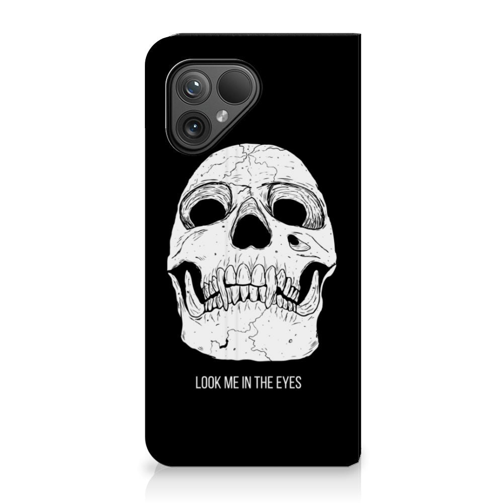 Mobiel BookCase Fairphone 5 Skull Eyes telefoonhoesje skull design voorkant