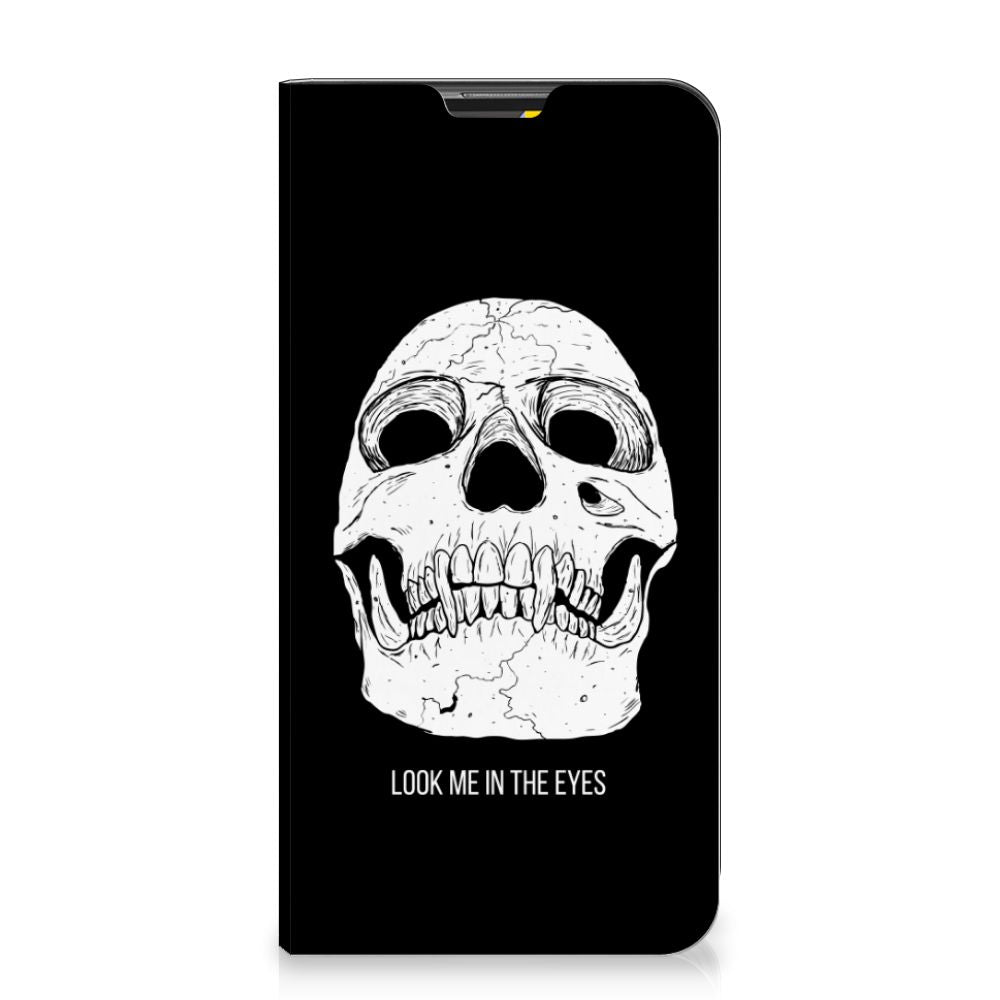 Mobiel BookCase Google Pixel 4a Skull Eyes ontwerp voorkant