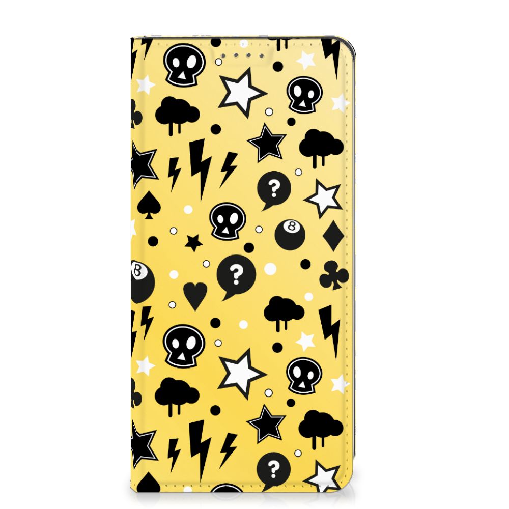 Mobiel BookCase Google Pixel 8A Punk Geel telefoonhoesje geel design voorkant