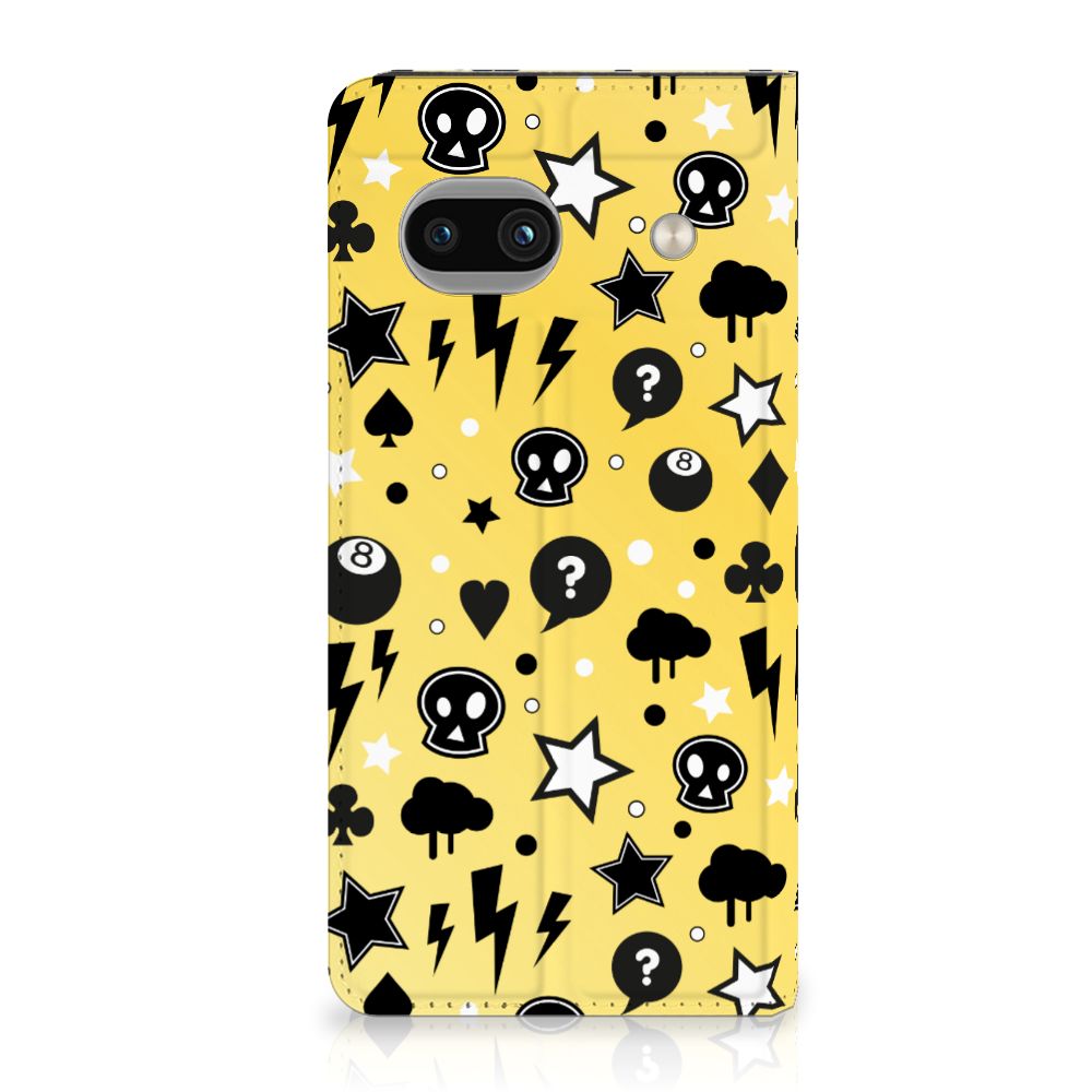 Mobiel BookCase Google Pixel 8A Punk Geel design punk-geel aanzicht