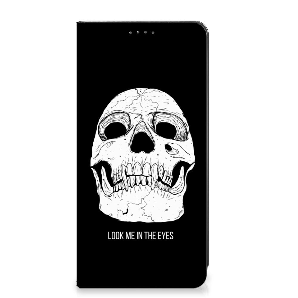 Mobiel BookCase Google Pixel 8A Skull Eyes telefoonhoesje Skull design voorkant