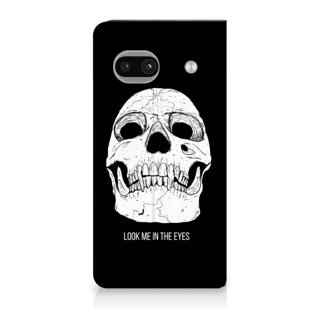 Mobiel BookCase Google Pixel 8A Skull Eyes skull design front