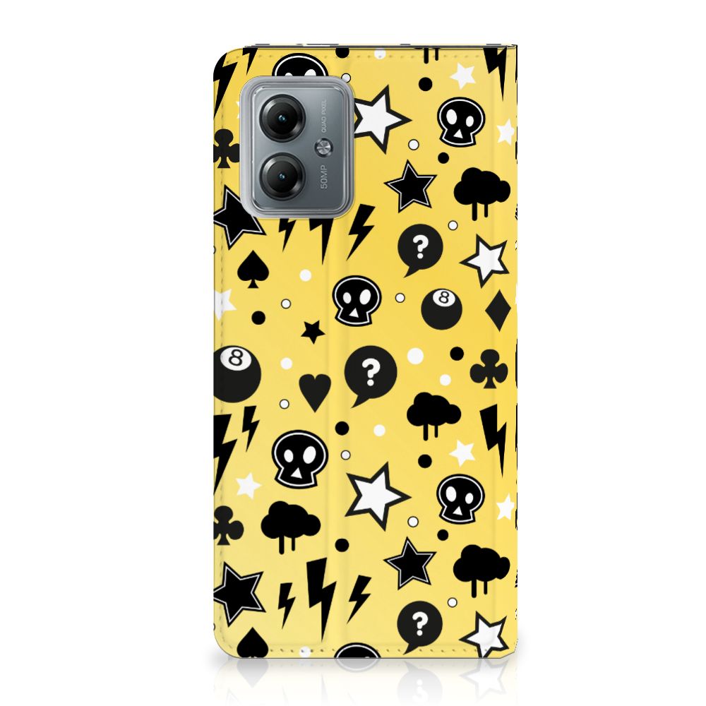 Mobiel BookCase Motorola Moto G14 Punk Geel telefoonhoesje Punk Yellow design voorkant