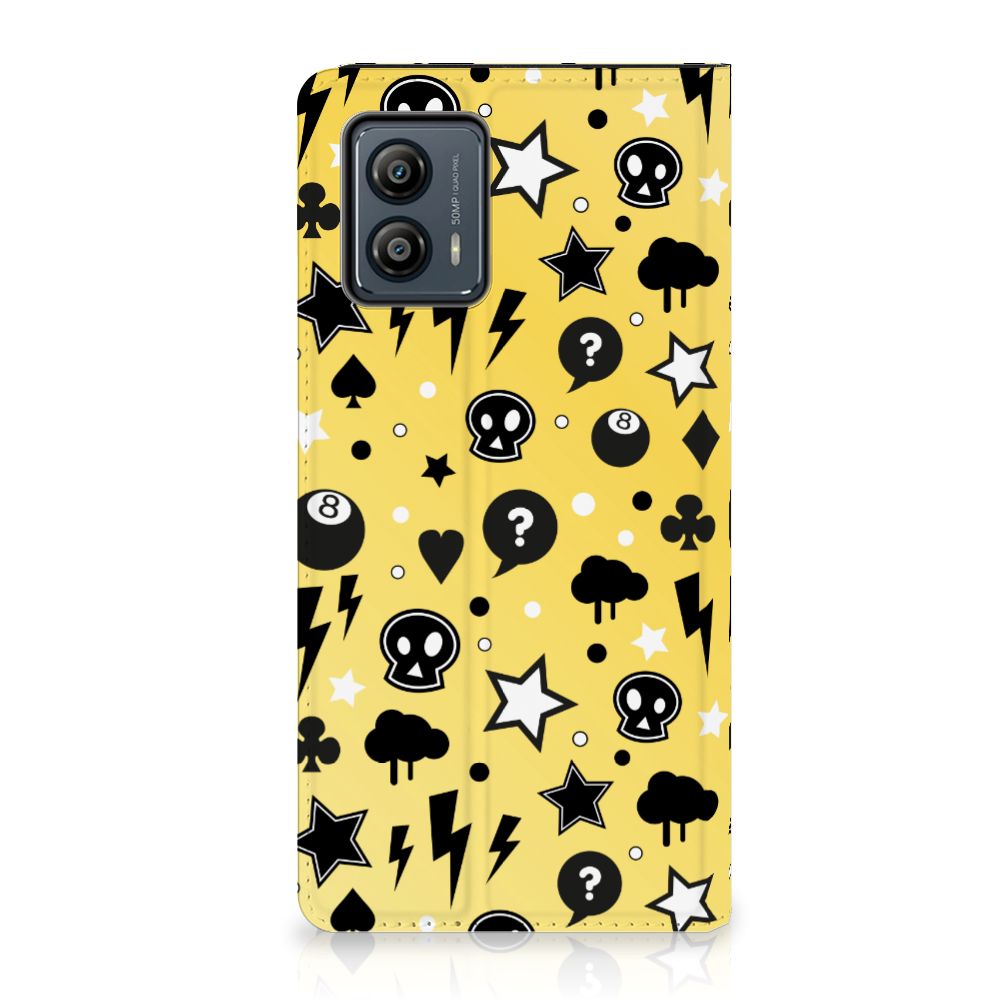 Mobiel BookCase Motorola Moto G53 Punk Geel design punk geel voorzijde