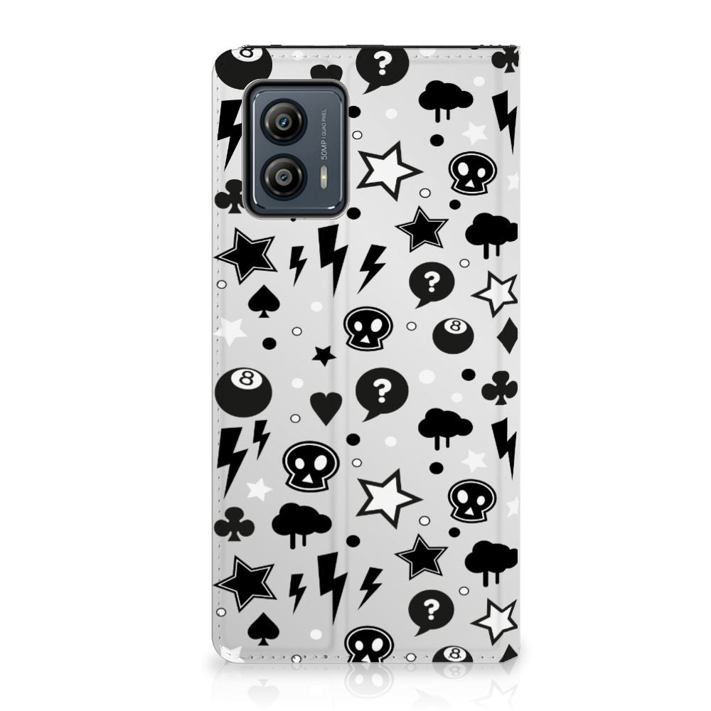 Mobiel BookCase Motorola Moto G53 Silver Punk design Silver Punk aanzicht