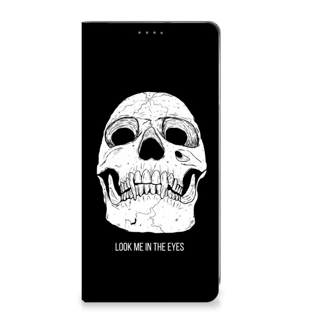 Mobiel BookCase Motorola Moto G54 Skull Eyes skull ontwerp vooraanzicht