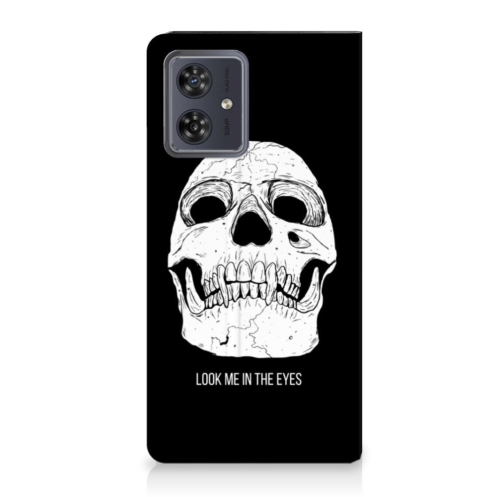 Mobiel BookCase Motorola Moto G54 Skull Eyes voorkant ontwerp skull