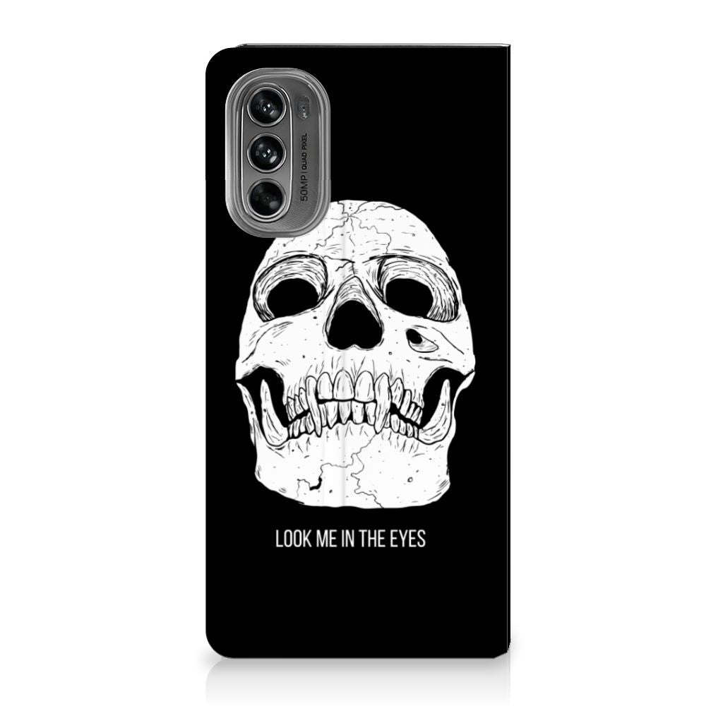 Mobiel BookCase Motorola Moto G62 5G Skull Eyes design voorkant