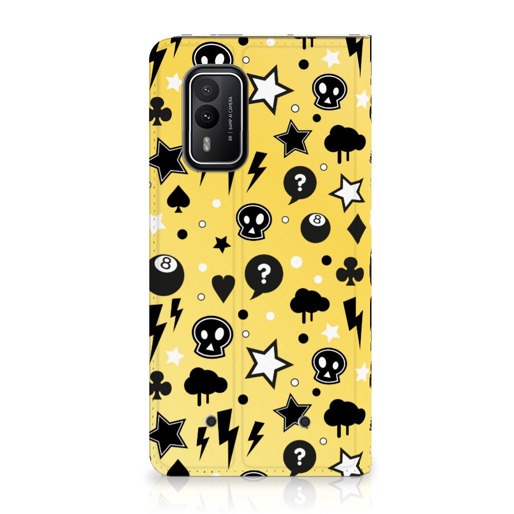 Mobiel BookCase Nokia XR21 Punk Geel design Punk Yellow achterzijde