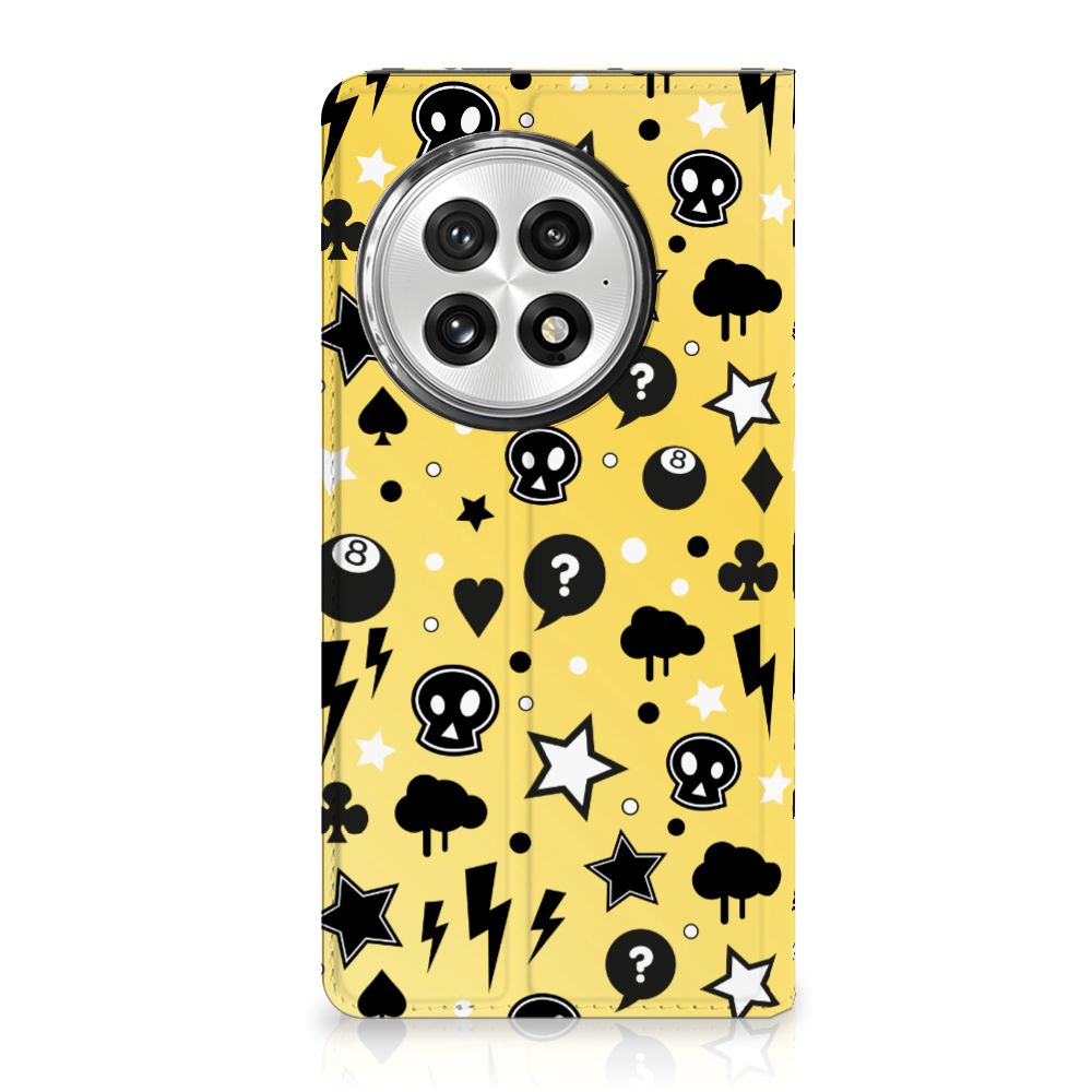 Mobiel BookCase OnePlus 13 Punk Geel telefoonhoesje design Punk Yellow vooraanzicht