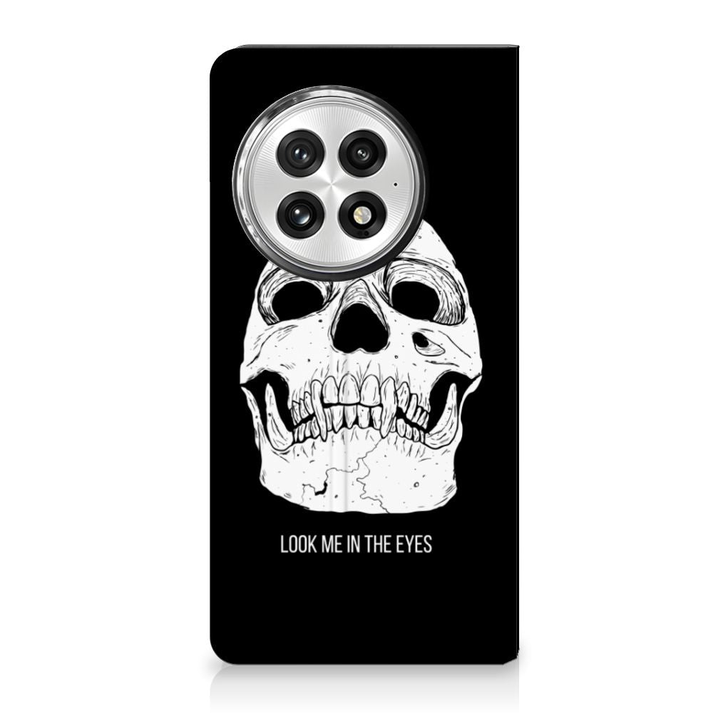 Mobiel BookCase OnePlus 13 Skull Eyes telefoonhoesje skull design voorkant