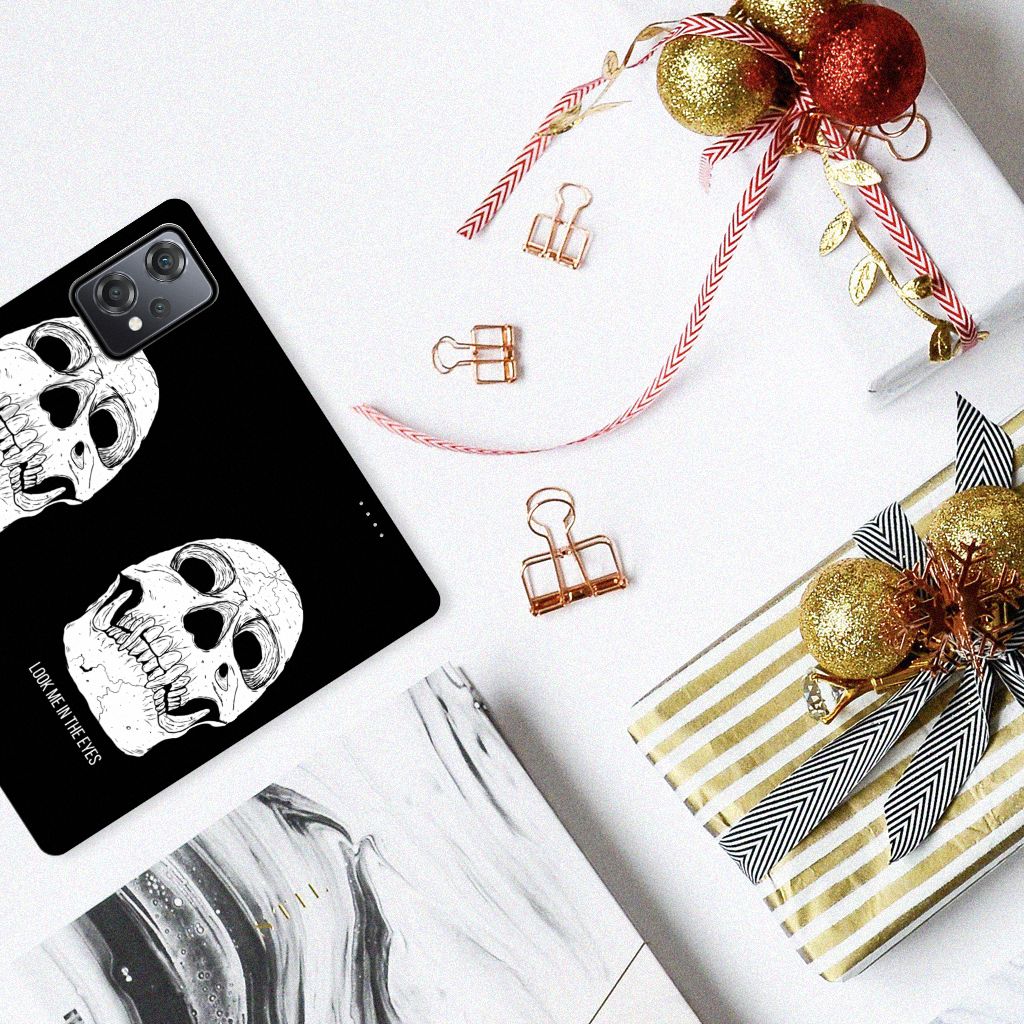 Mobiel BookCase OnePlus Nord CE 2 Lite 5G Skull Eyes design skulls bovenaanzicht
