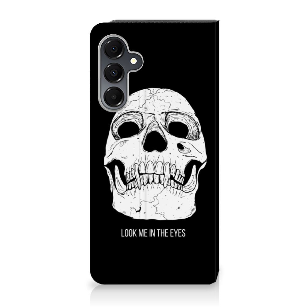 Mobiel BookCase Samsung Galaxy A16 5G/4G Skull Eyes telefoonhoesje skull design voorkant