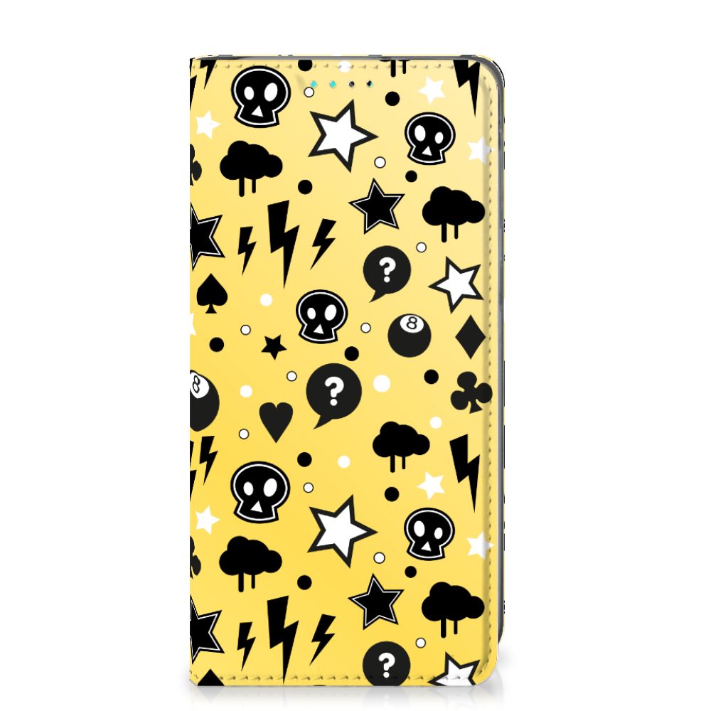 Mobiel BookCase Samsung Galaxy A40 Punk Geel