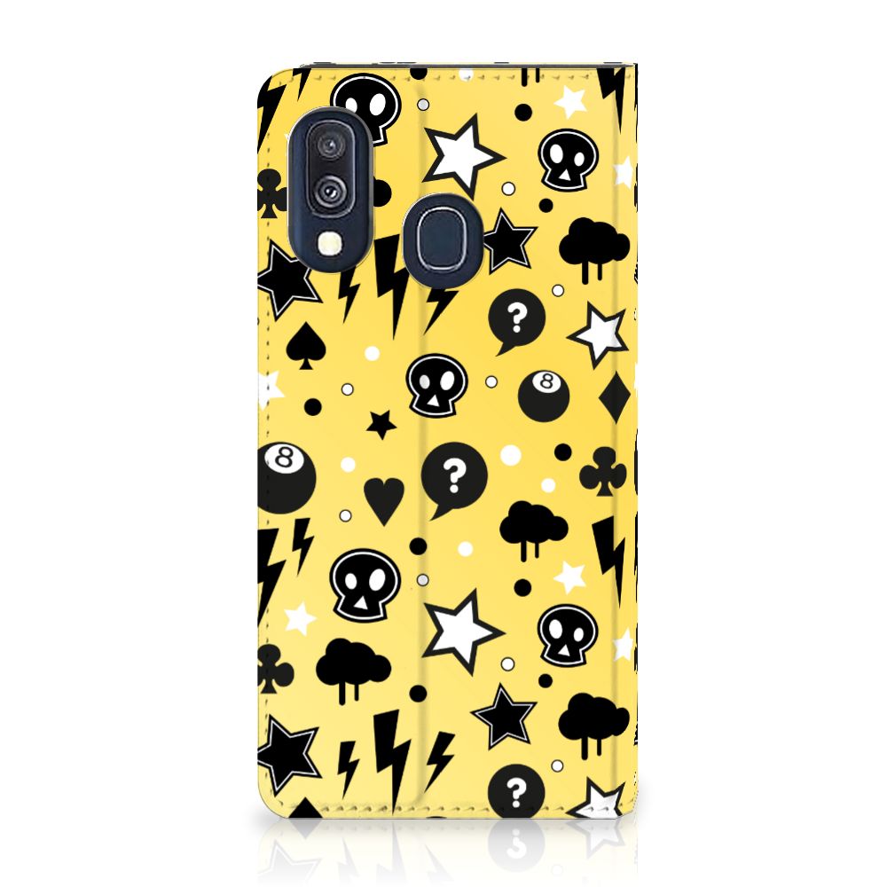 Mobiel BookCase Samsung Galaxy A40 Punk Geel