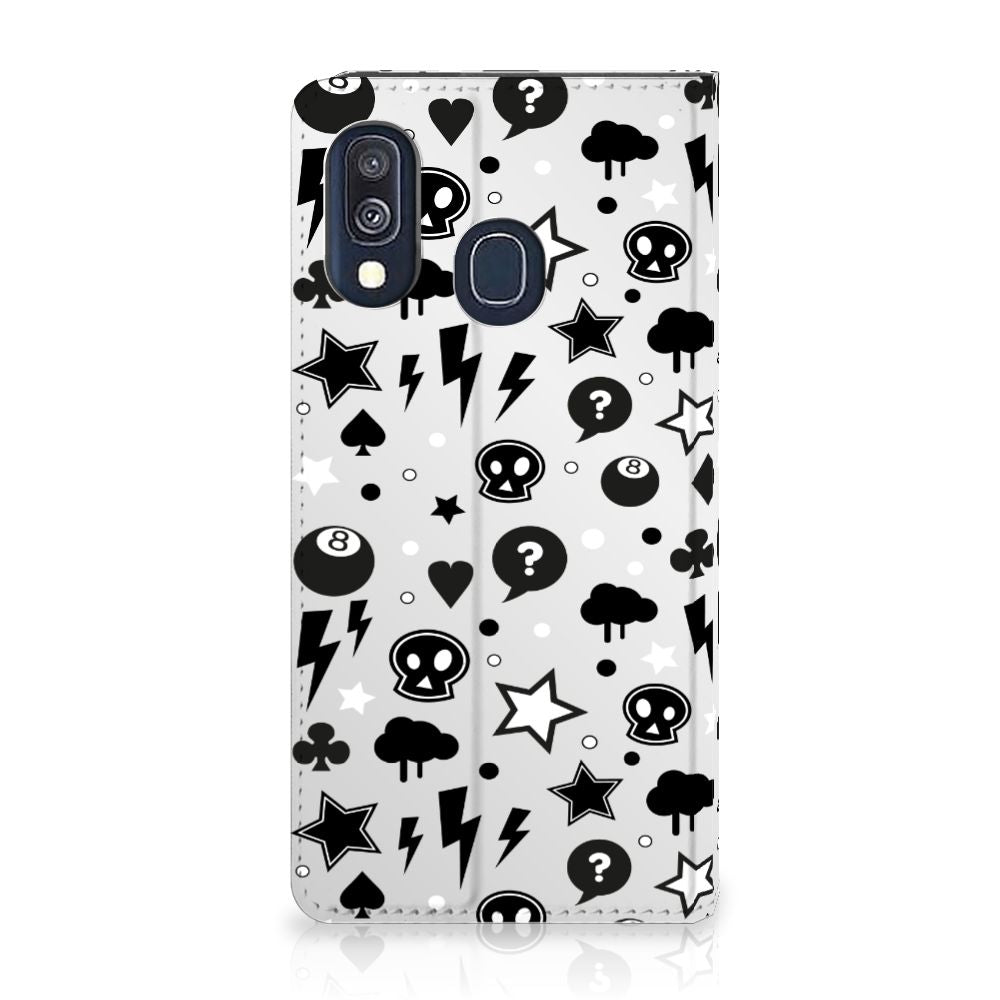 Mobiel BookCase Samsung Galaxy A40 Silver Punk
