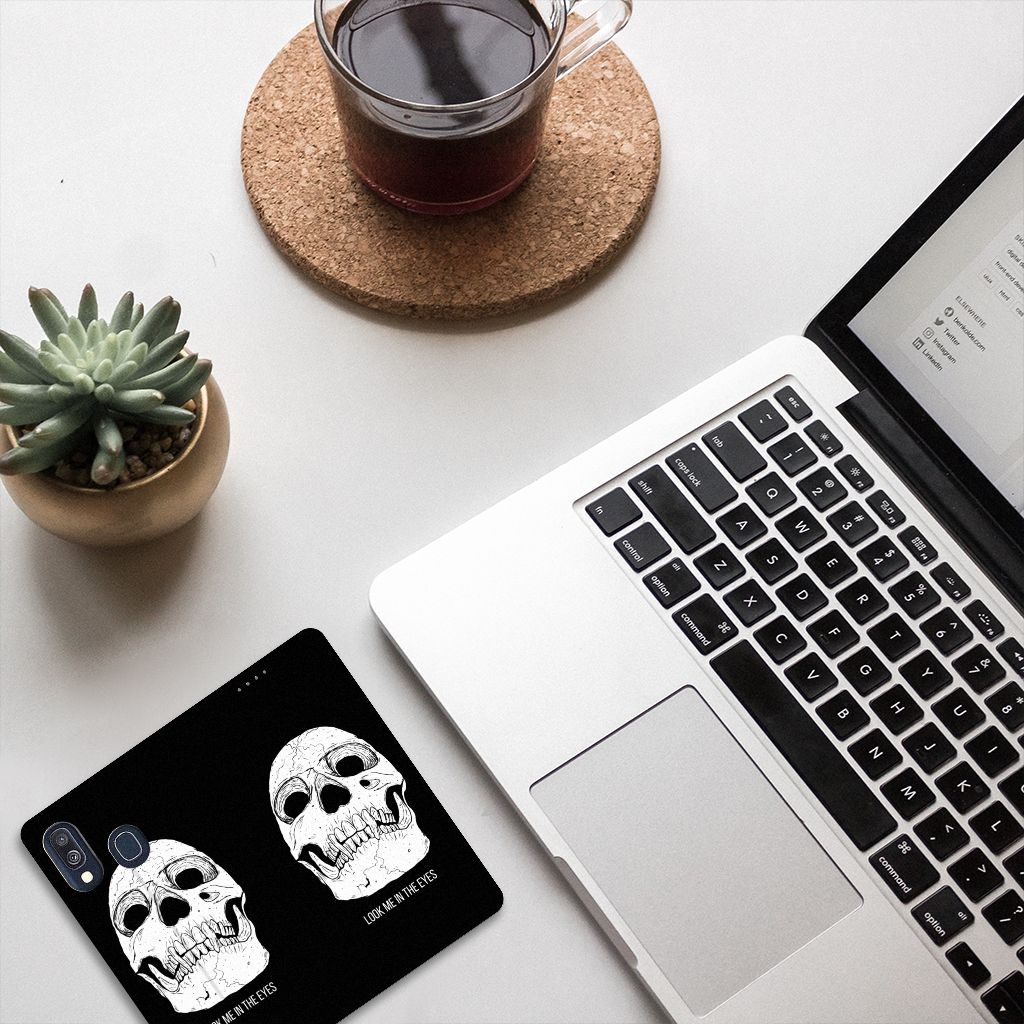 Mobiel BookCase Samsung Galaxy A40 Skull Eyes