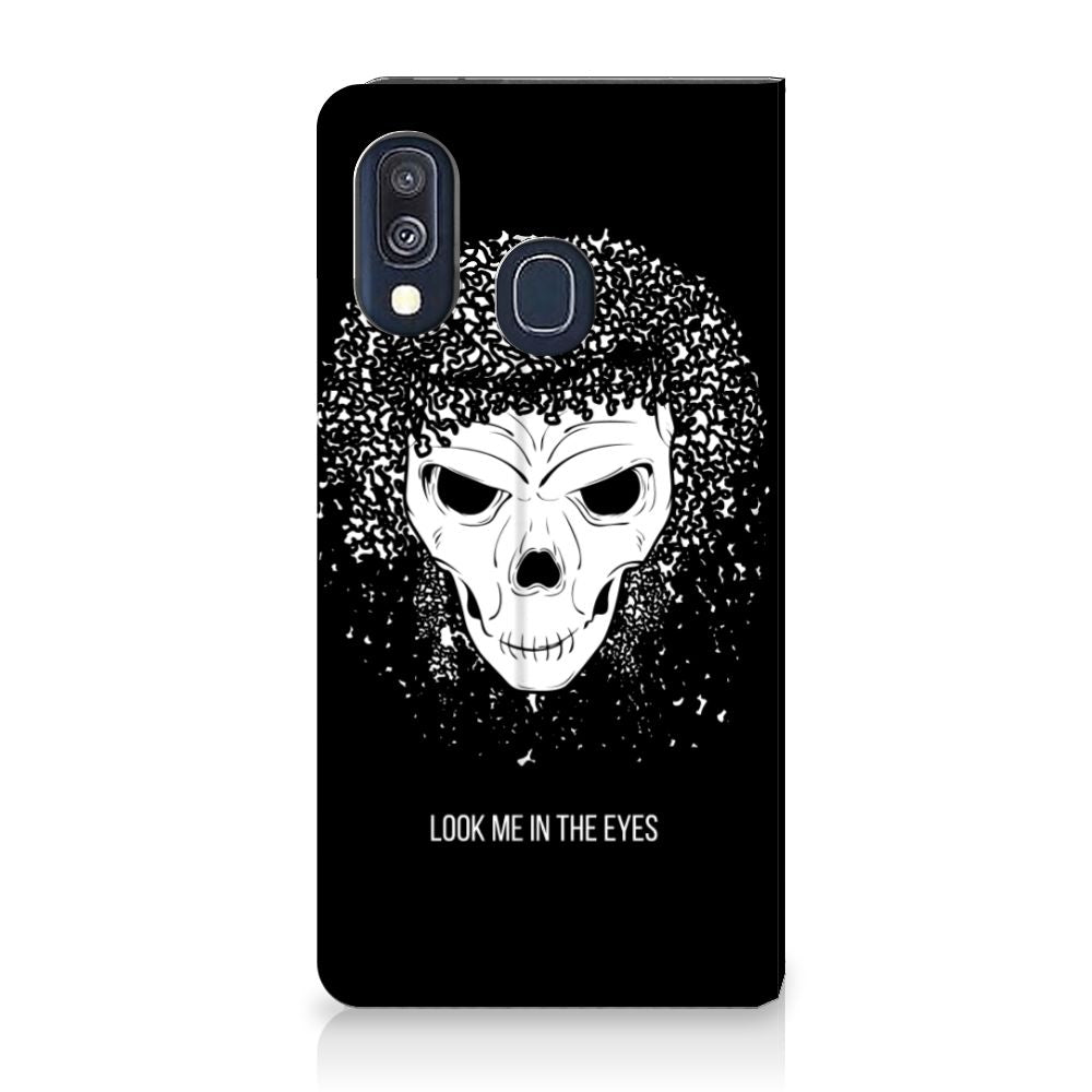 Mobiel BookCase Samsung Galaxy A40 Skull Hair