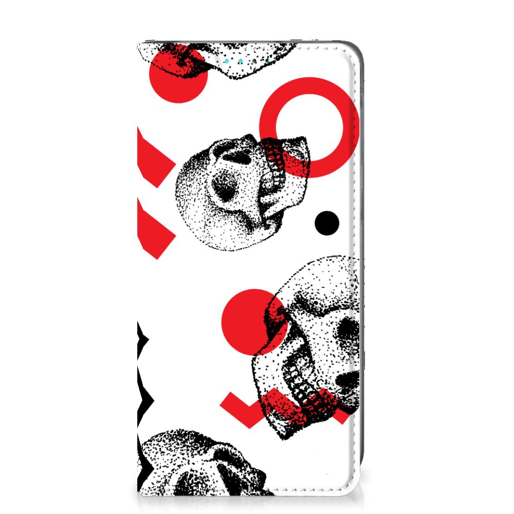 Mobiel BookCase Samsung Galaxy A40 Skull Red