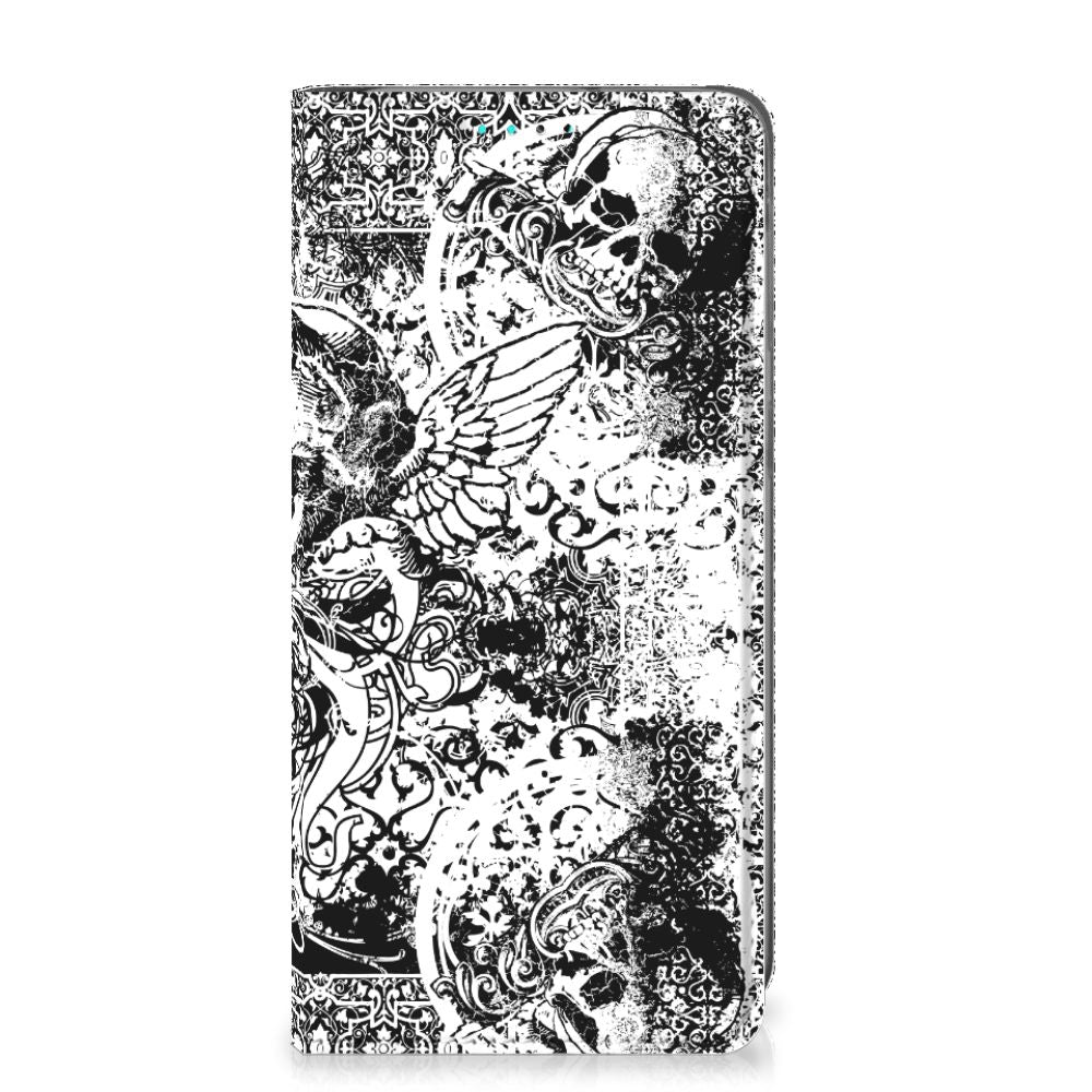 Mobiel BookCase Samsung Galaxy A40 Skulls Angel