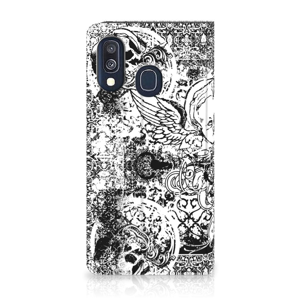 Mobiel BookCase Samsung Galaxy A40 Skulls Angel
