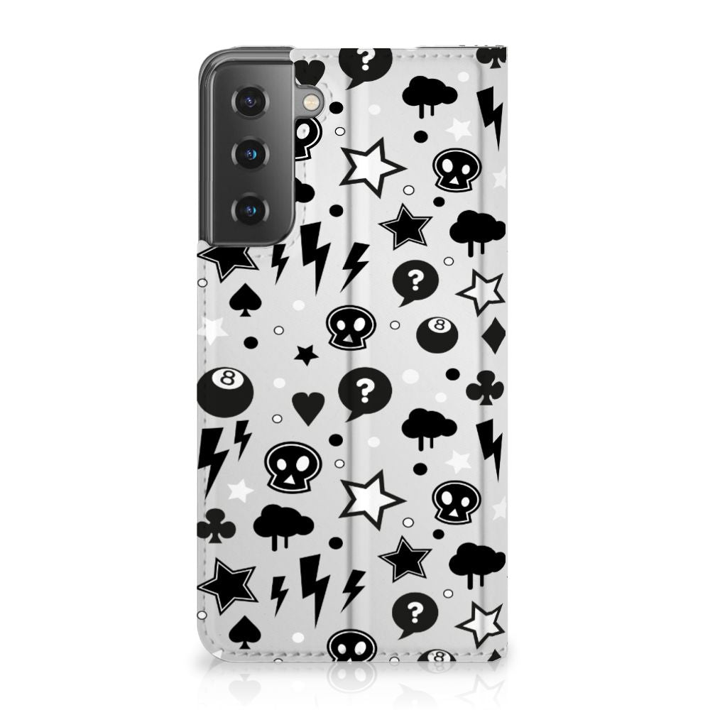 Mobiel BookCase Samsung Galaxy S21 Silver Punk - B2C Telecom