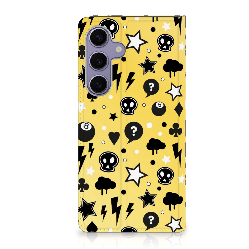 Samsung Galaxy S24 Plus Mobiel BookCase Punk Geel design zicht