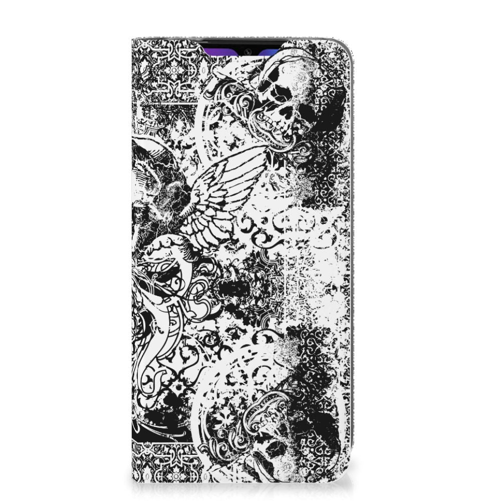 Mobiel BookCase Xiaomi Mi 9 Skulls Angel design skulls enge anzicht