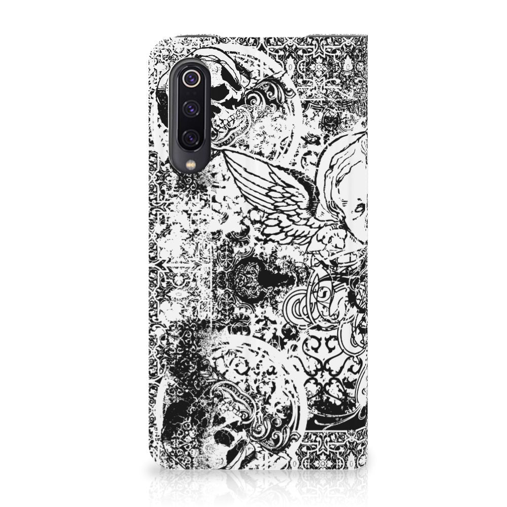 Mobiel BookCase Xiaomi Mi 9 Skulls Angel design skulls angel design achterzijde