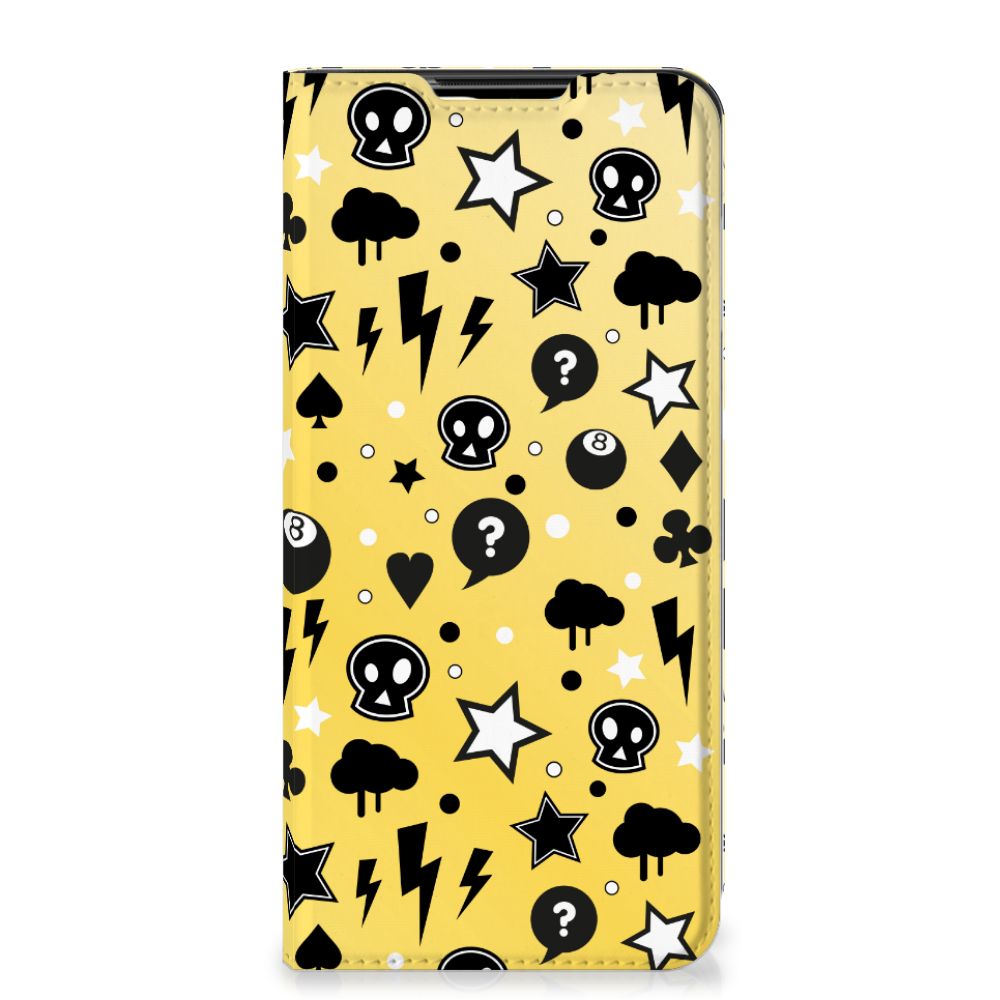 Mobiel BookCase Xiaomi Poco M3 | Redmi 9T Punk Geel hoesje punk geel voorzijde