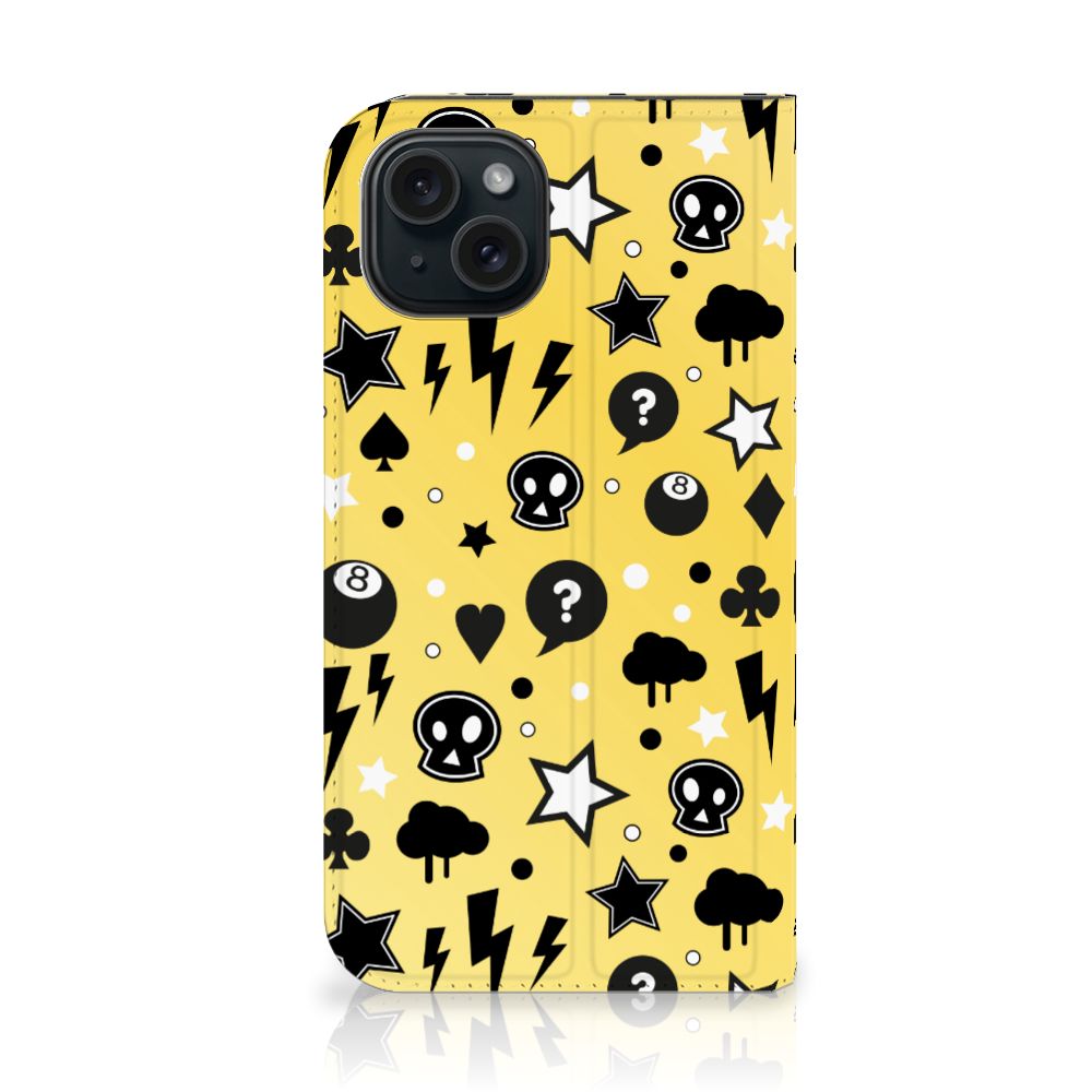 B2C Telecom iPhone 15 Mobiel BookCase Punk Geel voorkant
