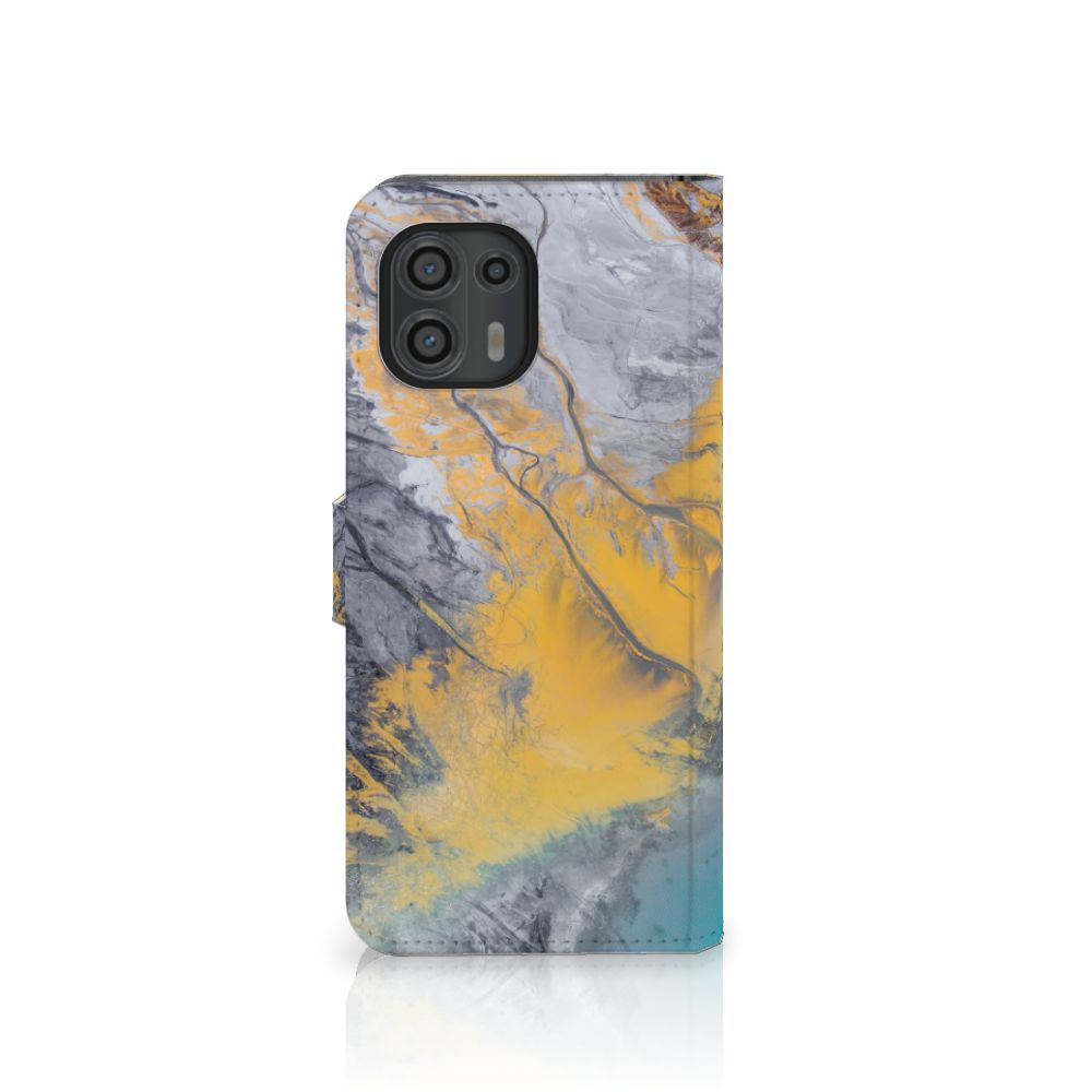 Motorola Edge 20 Lite Bookcase Marble Blue Gold