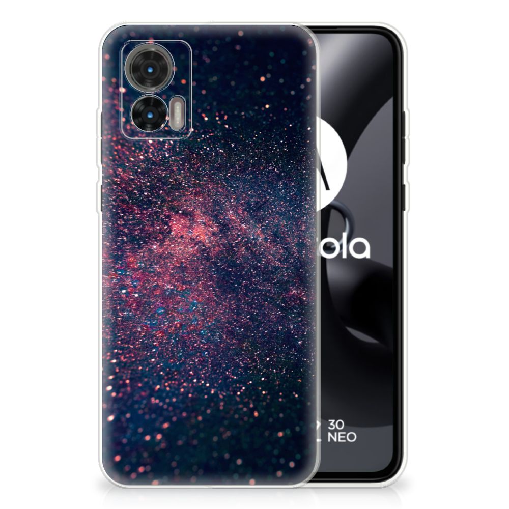 Motorola Edge 30 Neo TPU Hoesje Stars glitterachtig design paarse blauwe kleuren