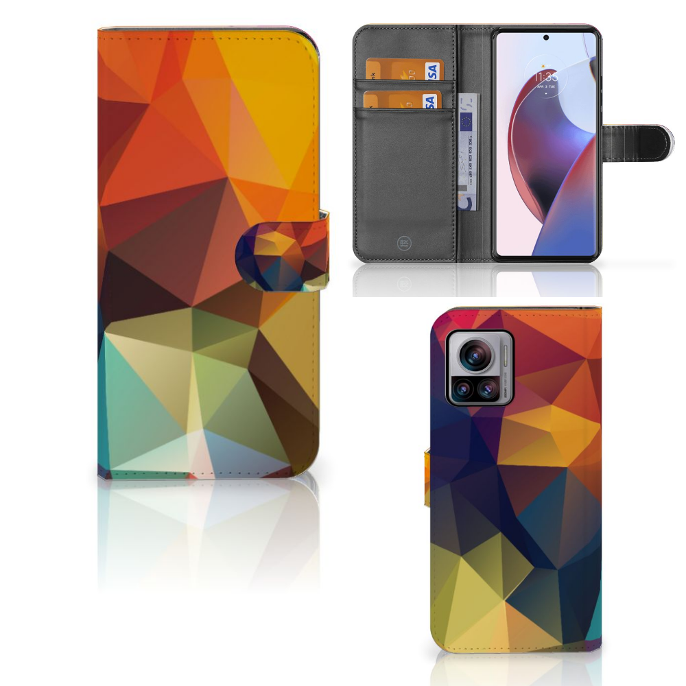 Motorola Edge 30 Ultra Book Case Polygon Color design asymmetrisch kleurrijk