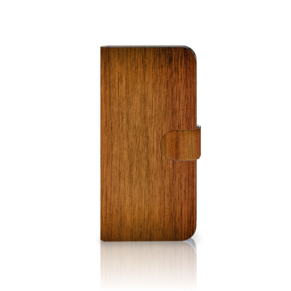 Motorola Edge 30 Ultra Book Style Case Donker Hout houten hoesje zijkant