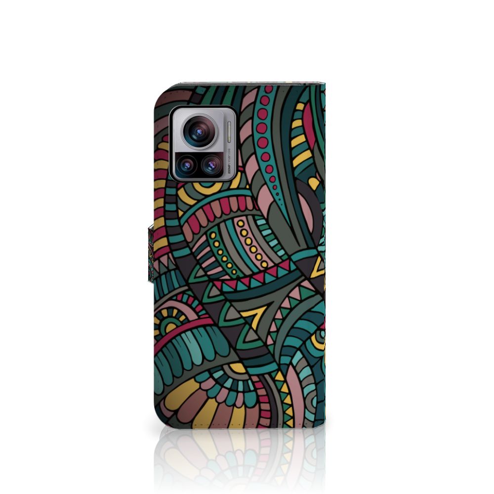 Motorola Edge 30 Ultra Telefoon Hoesje Aztec telefoonhoesje kleurrijk design zijaanzicht
